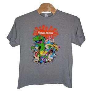 Nickelodeon Characters Retro T Shirt XL Rugrats Hey‎ Arnold CatDog Ren & Stimpy
